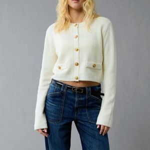 NWT American Eagle Outfitters Cream Boucle Cardigan, Size S
